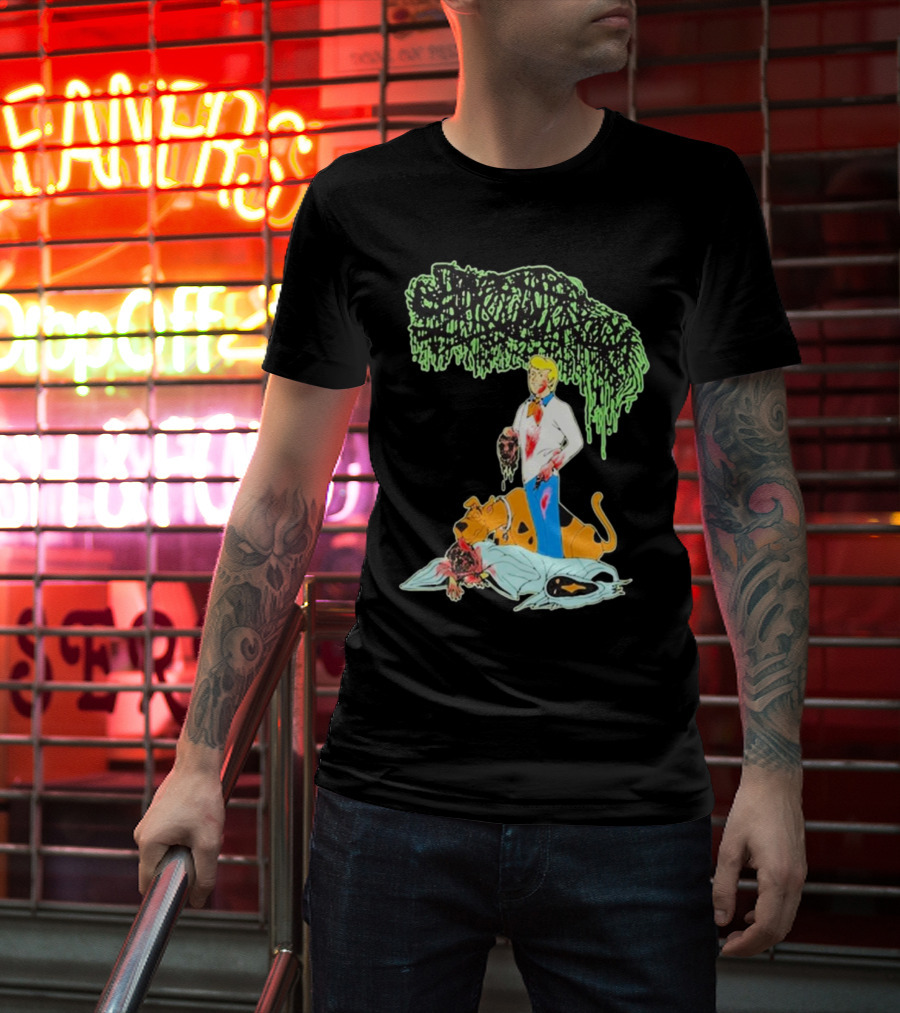 Sanguisugabogg Groovy Horror Parody Fred And Shaggy Scooby-Doo Scene T-Shirt