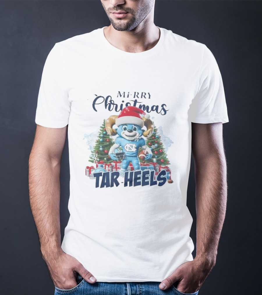 Merry Christmas North Carolina Tar Heels Mascot Festive T-Shirt