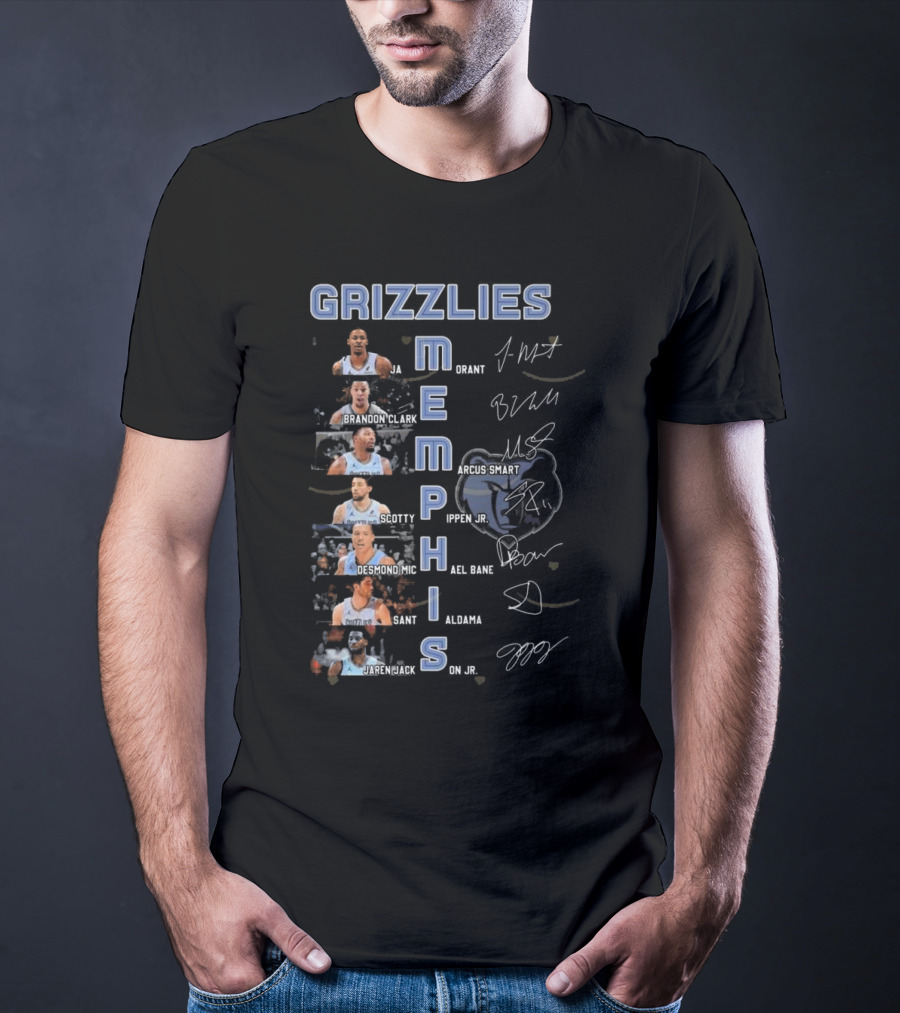 Memphis Grizzlies Ja Morant Brandon Clark Marcus Smart Scotty Pippen Jr Desmond Bane Jaren Jackson Jr Signatures T-Shirt