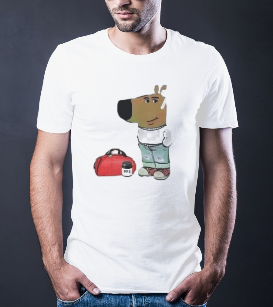 Chill Guy Dog With Gym Bag And Pre-workout Supplement T-Shirt