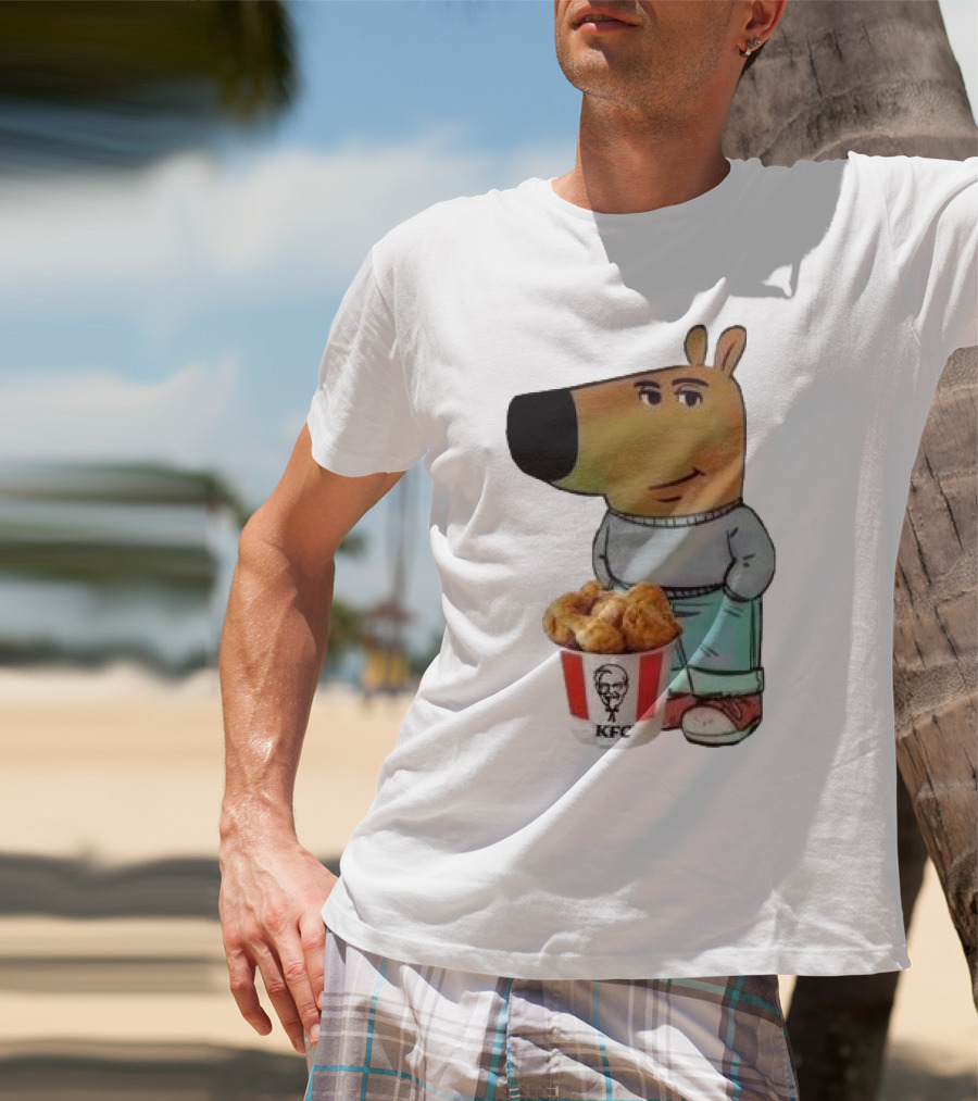 Chill Guy Dog Smiling With KFC Bucket T-Shirt