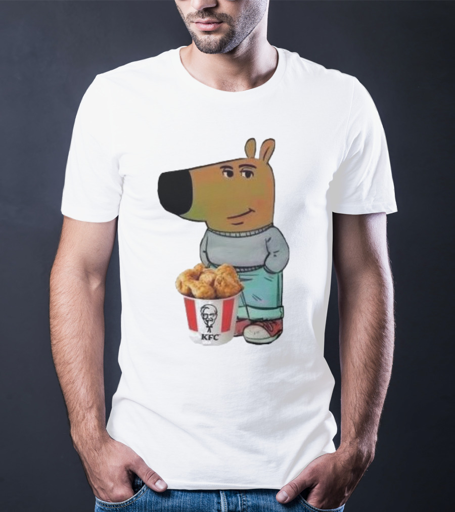 Chill Guy Dog Smiling With KFC Bucket T-Shirt