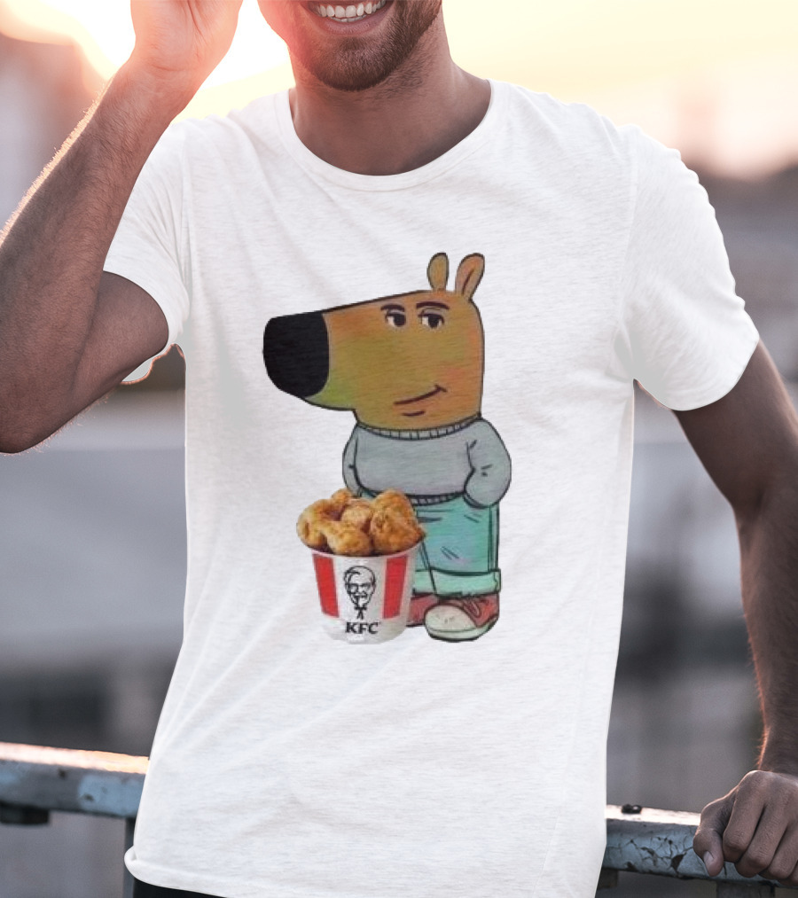 Chill Guy Dog Smiling With KFC Bucket T-Shirt