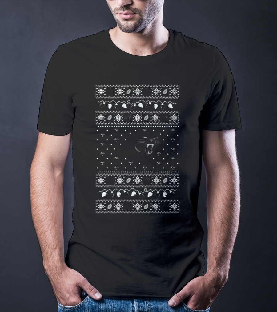 Carolina Panthers Holiday Lights Ugly Sweater T-Shirt