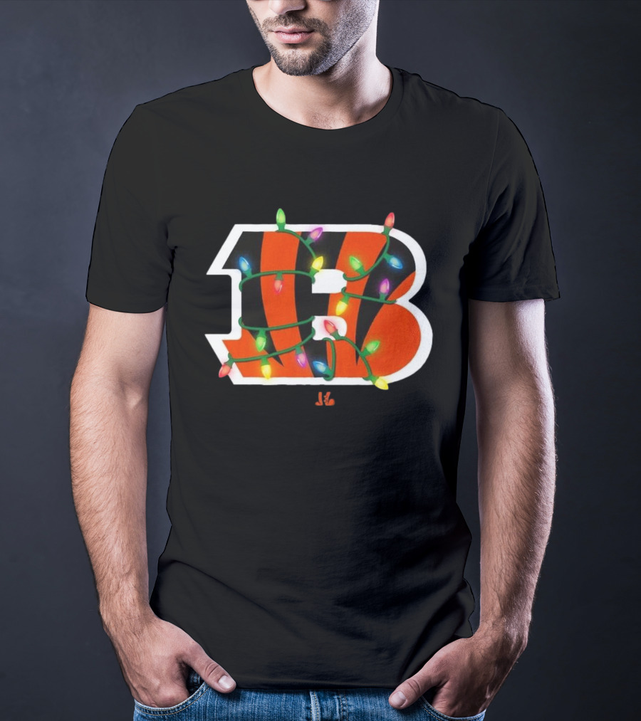Cincinnati Bengals B Logo With Holiday Lights T-Shirt