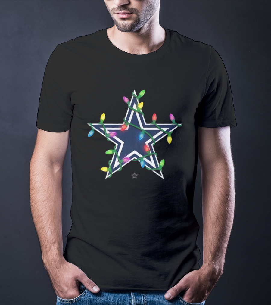 Dallas Cowboys Star With Holiday Lights T-Shirt