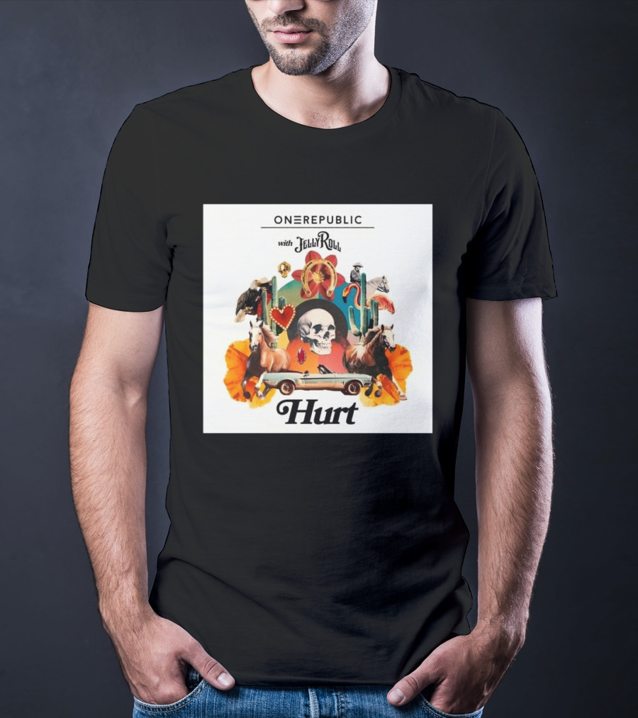 ONEREPUBLIC With JELLY ROLL Hurt Retro Collage Of Horses And Cactus T-Shirt