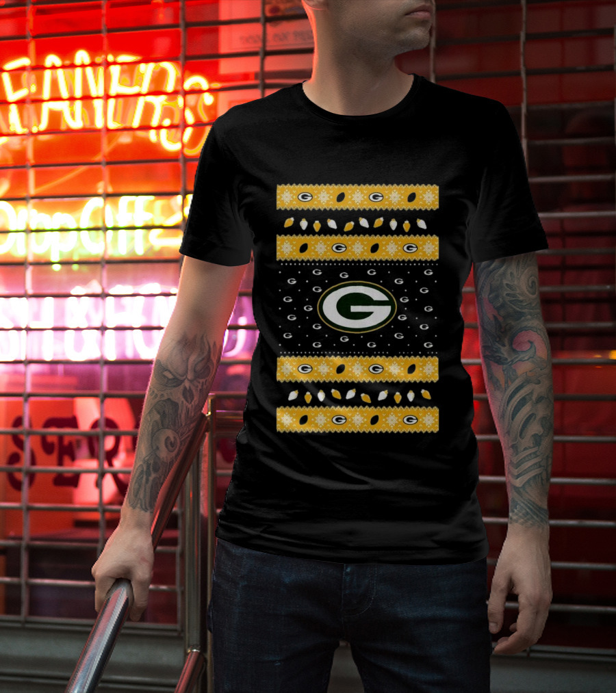 Green Bay Packers Holiday Lights Ugly Sweater T-Shirt