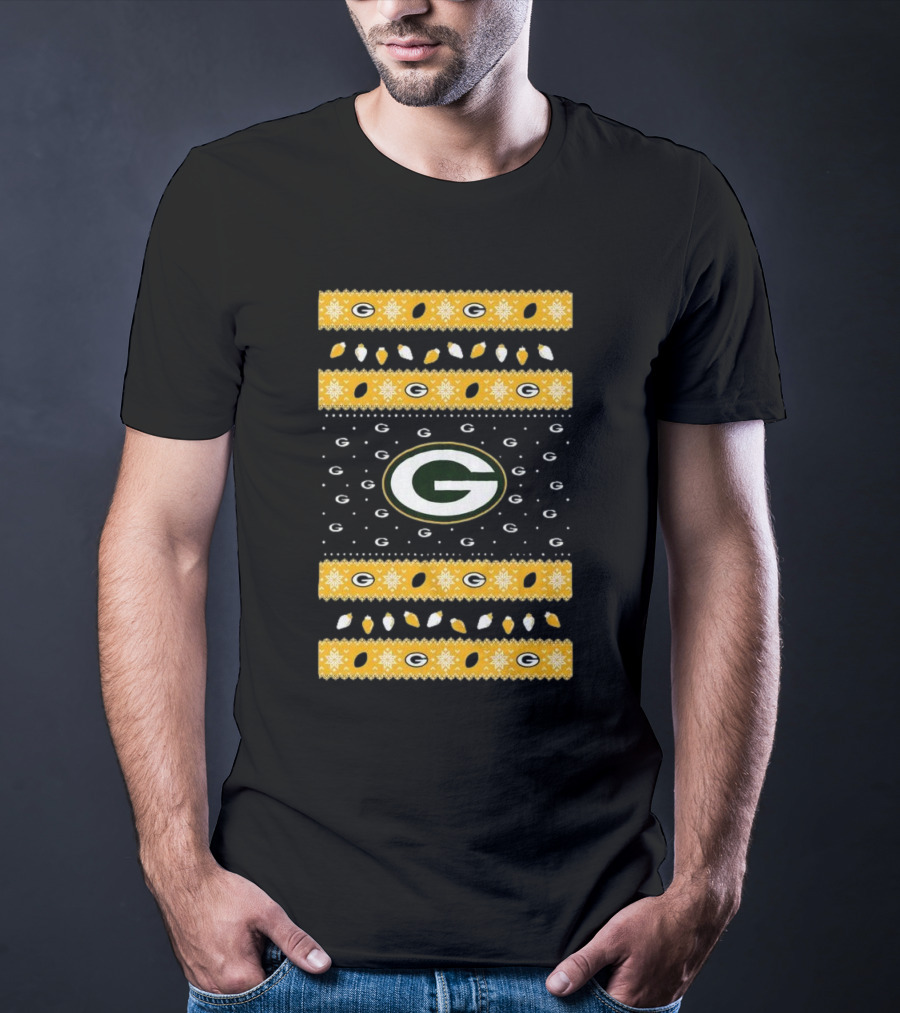 Green Bay Packers Holiday Lights Ugly Sweater T-Shirt