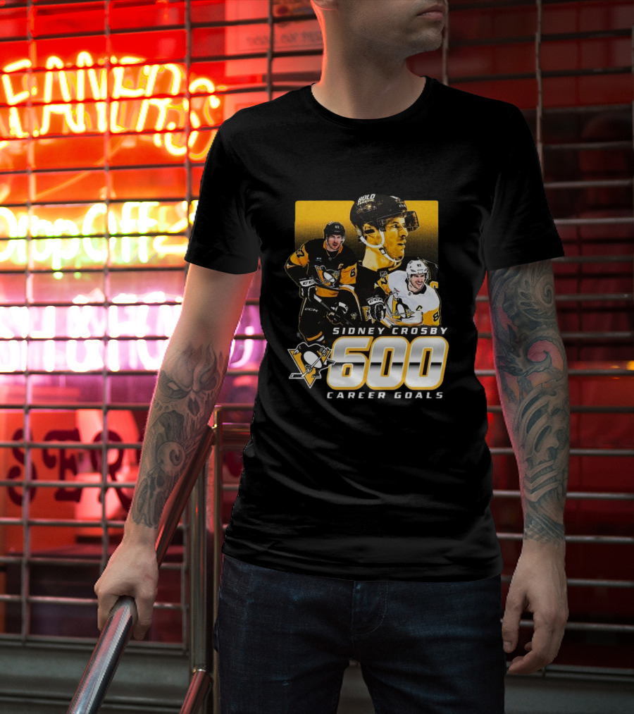 Sidney Crosby Pittsburgh Penguins 600 Career Goals NHL Achievement T-Shirt