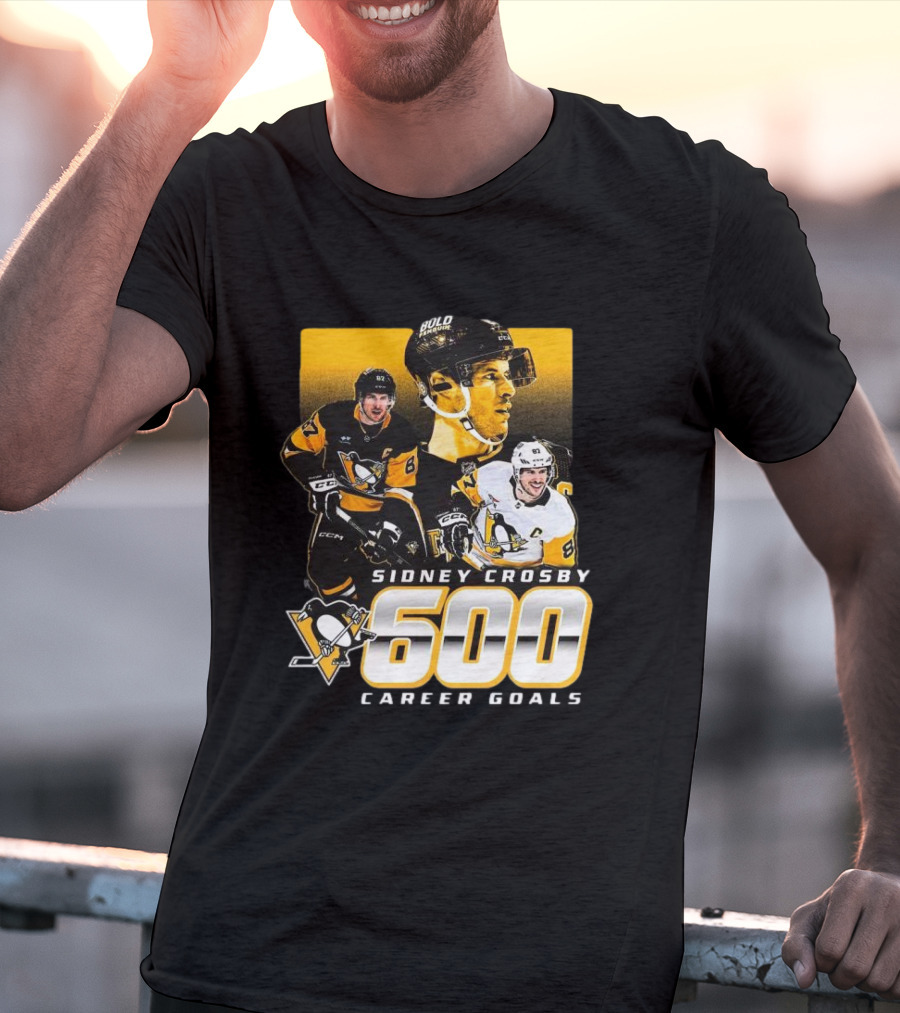 Sidney Crosby Pittsburgh Penguins 600 Career Goals NHL Achievement T-Shirt