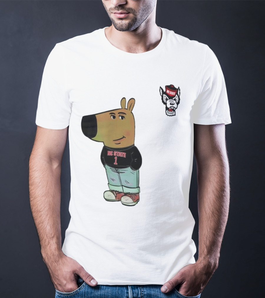 NC State Wolfpack Chill Guy Bear In Jersey And Jeans T-Shirt