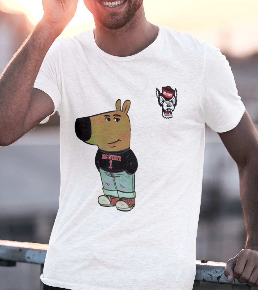 NC State Wolfpack Chill Guy Bear In Jersey And Jeans T-Shirt