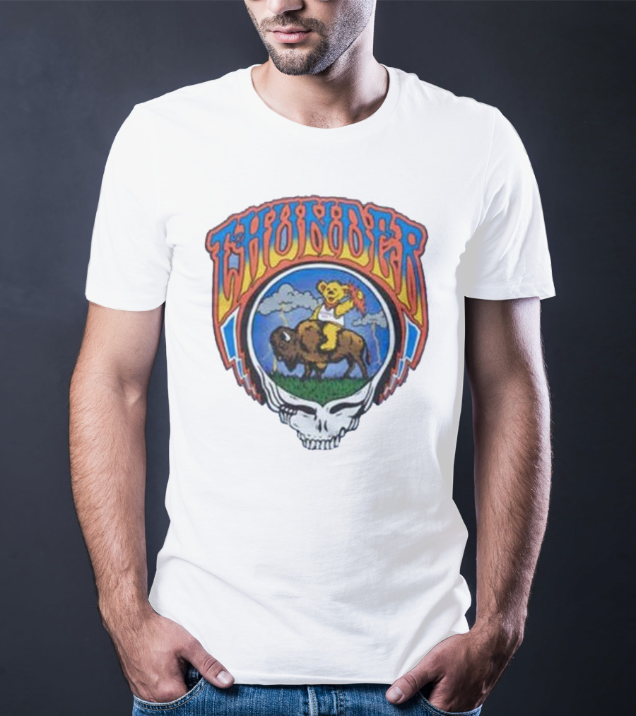 Oklahoma City Thunder Grateful Dead Bear On Buffalo With Skull T-Shirt