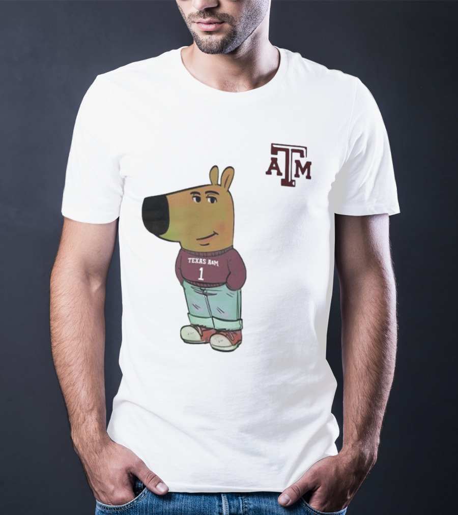 Texas A&M Aggies Chill Guy Character With A&M Logo And Jersey T-Shirt