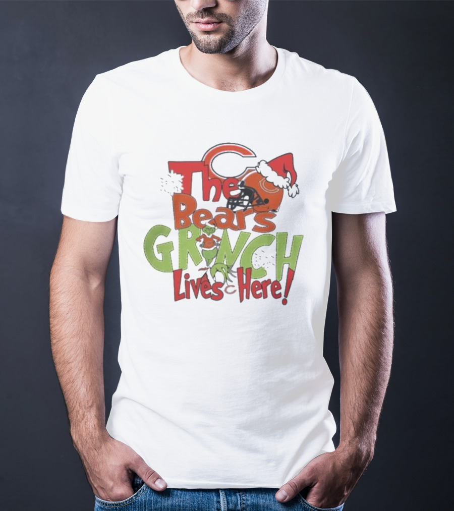 The Bears Grinch Chicago Lives Here Christmas T-Shirt
