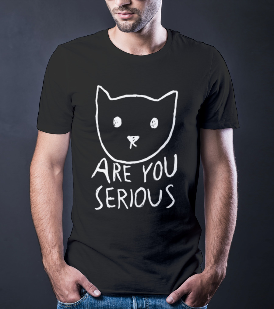 Are You Serious Cat Minimalist Sketch By Fox Shiver T-Shirt