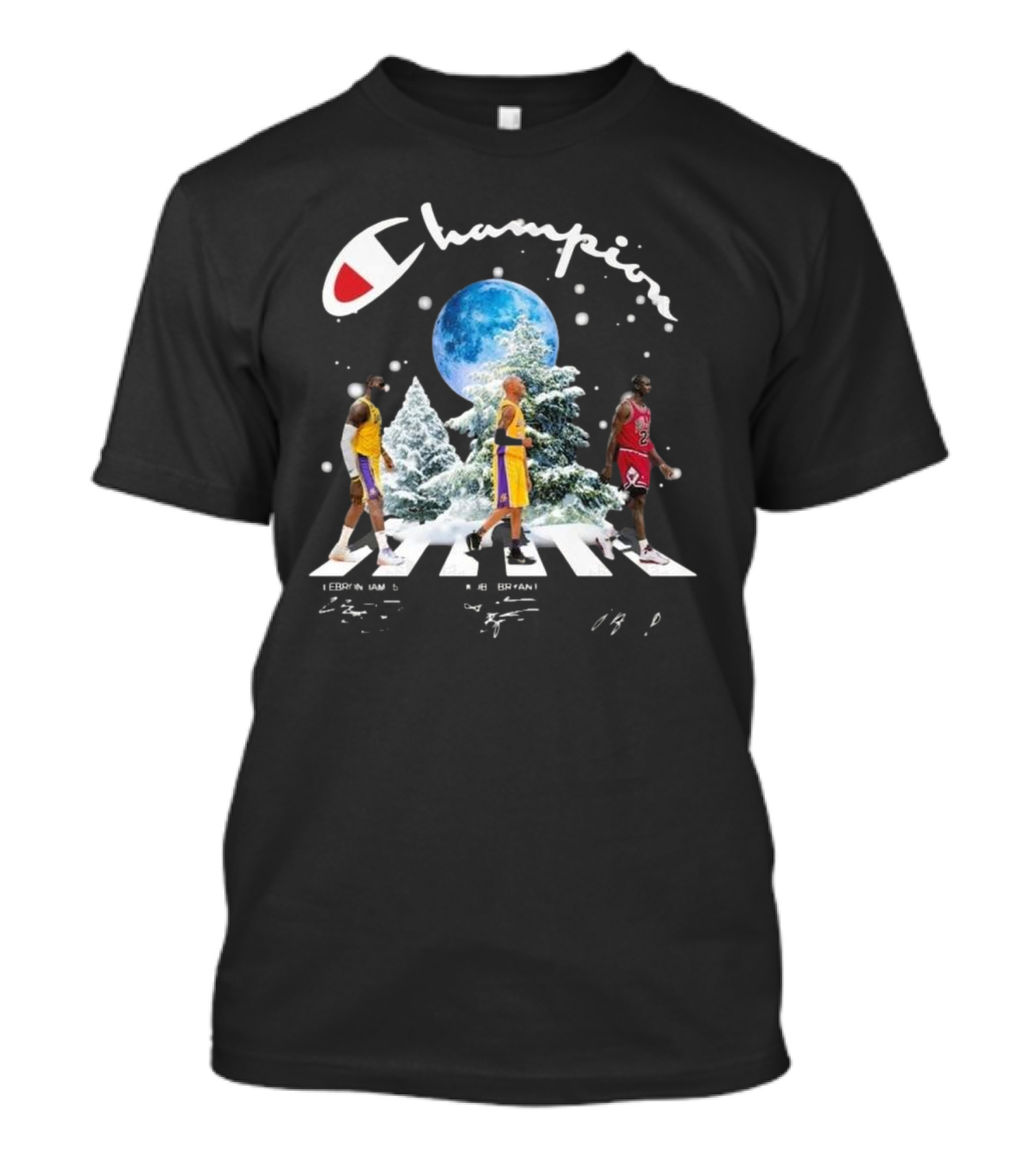 Champion Lebron James Kobe Bryant Michael Jordan Merry Christmas Signatures T-Shirt