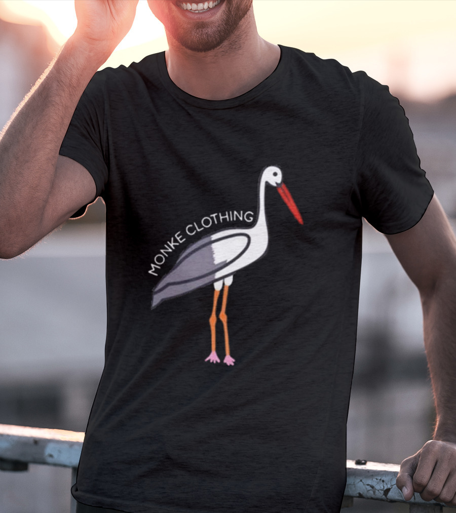 Monke Clothing Stork Woven Design With Stork T-Shirt