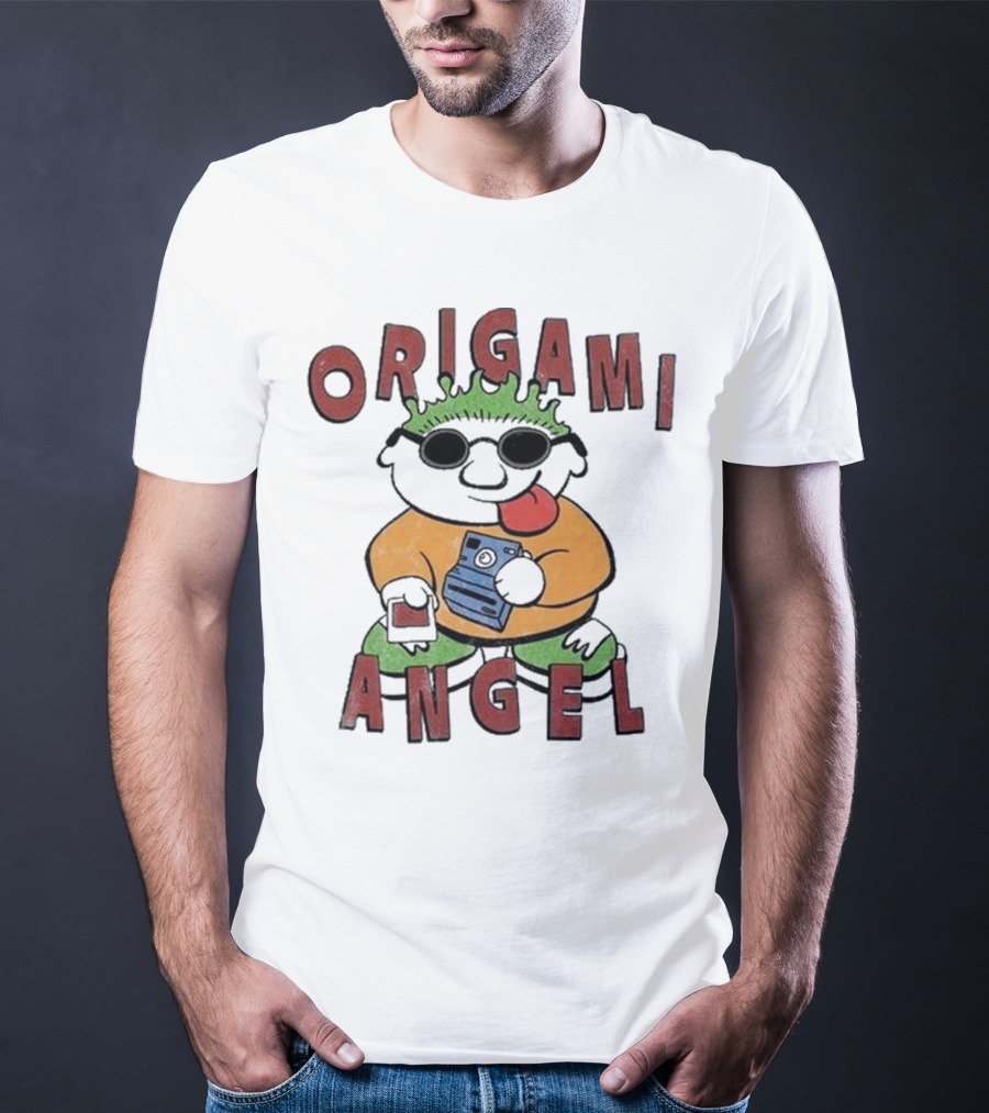 Origami Angel Cartoon Character With Camera And Sunglasses T-Shirt