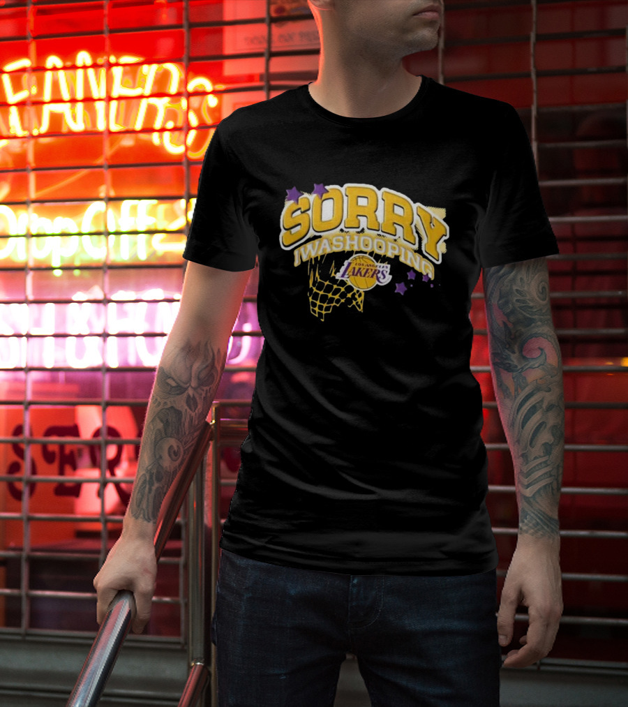 Los Angeles Lakers Sorry I Was Hooping Basketball Net And Stars T-Shirt