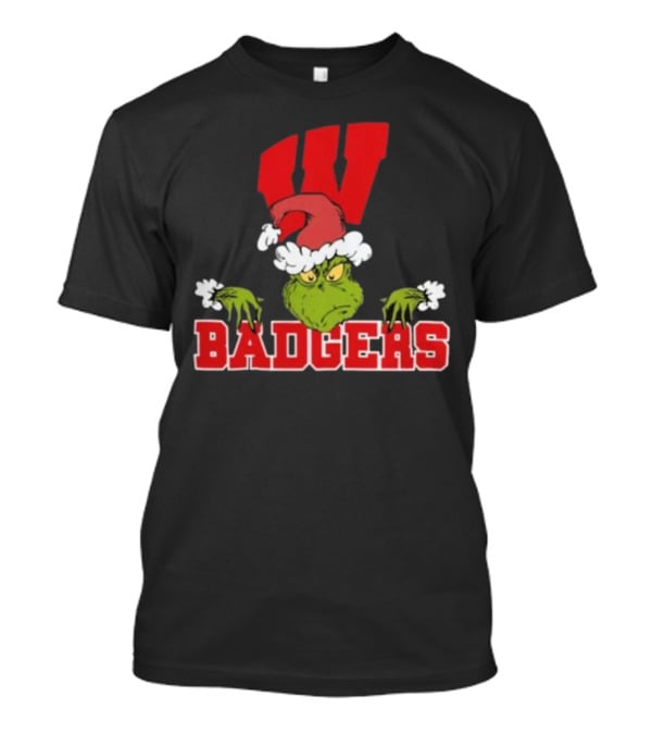 NCAA Wisconsin Badgers Grinch Christmas Football T-Shirt