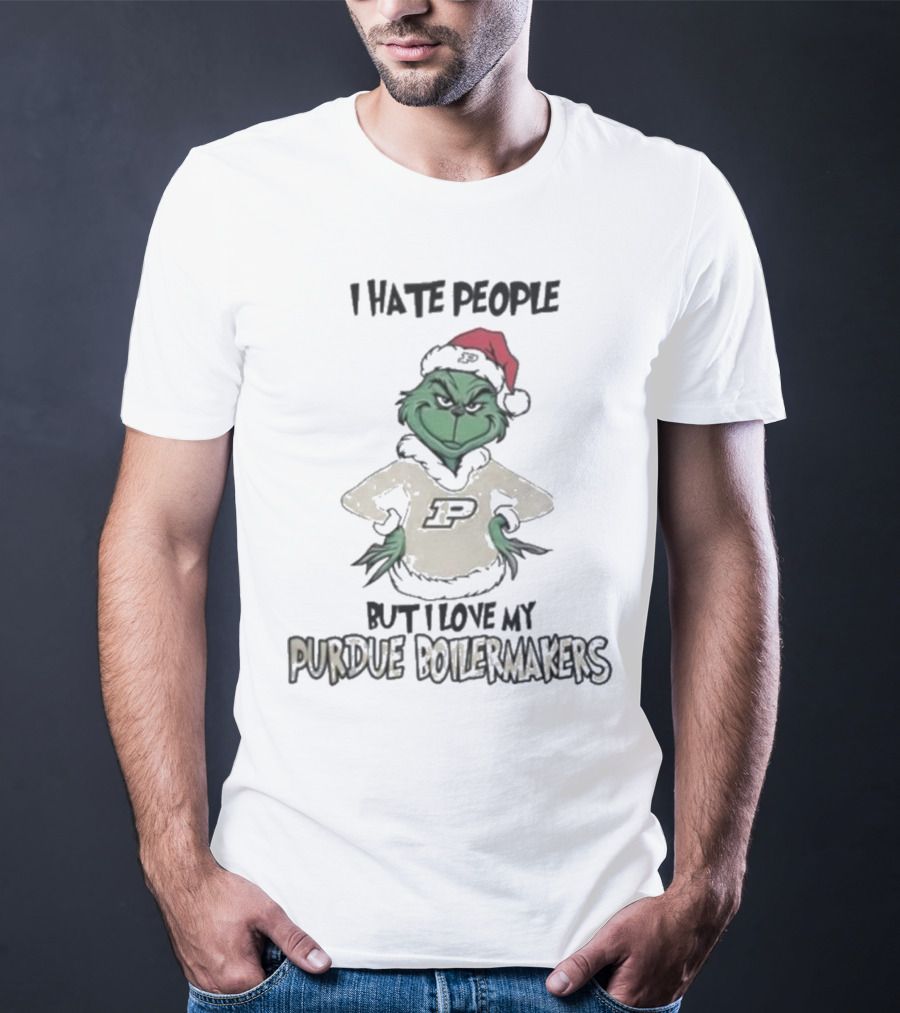 I Hate People But I Love My Purdue Boilermakers Grinch Christmas T-Shirt