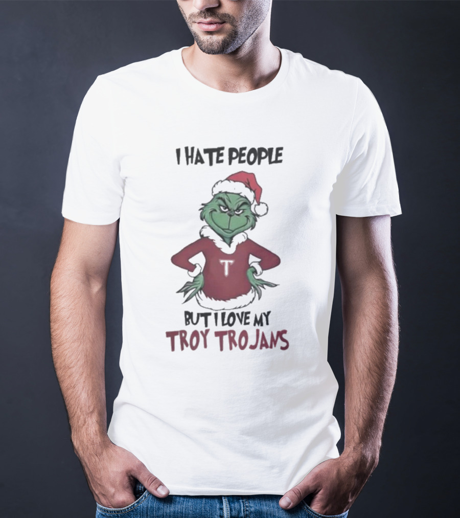 I Hate People But I Love My Troy Trojans Grinch Christmas T-Shirt