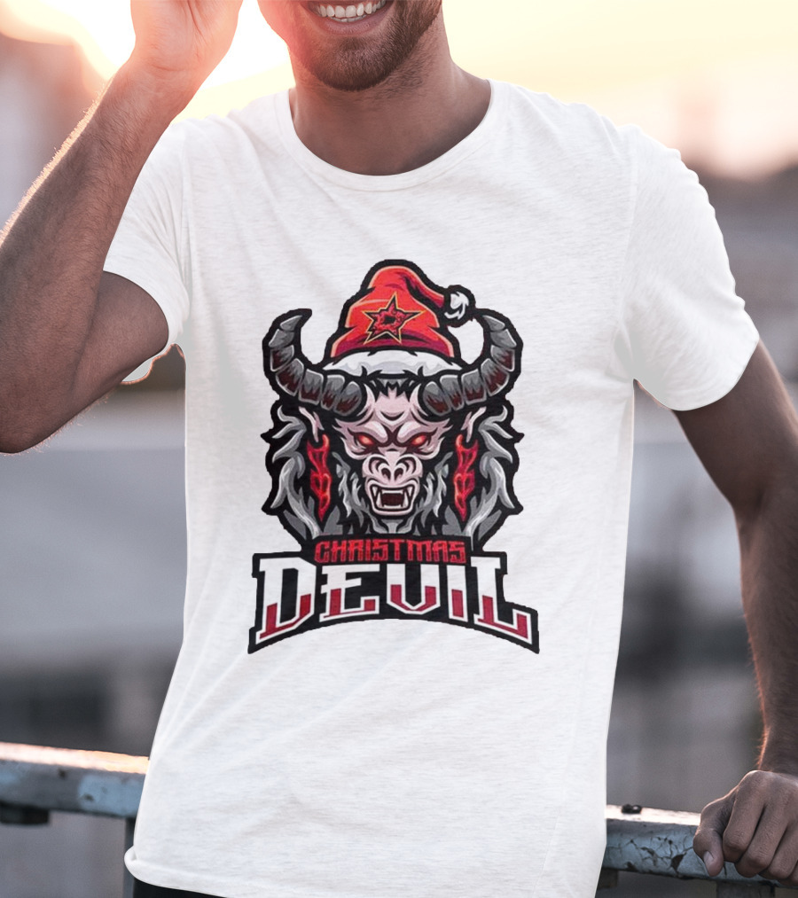 Dallas Stars NHL Krampus Christmas Devil Hockey T-Shirt