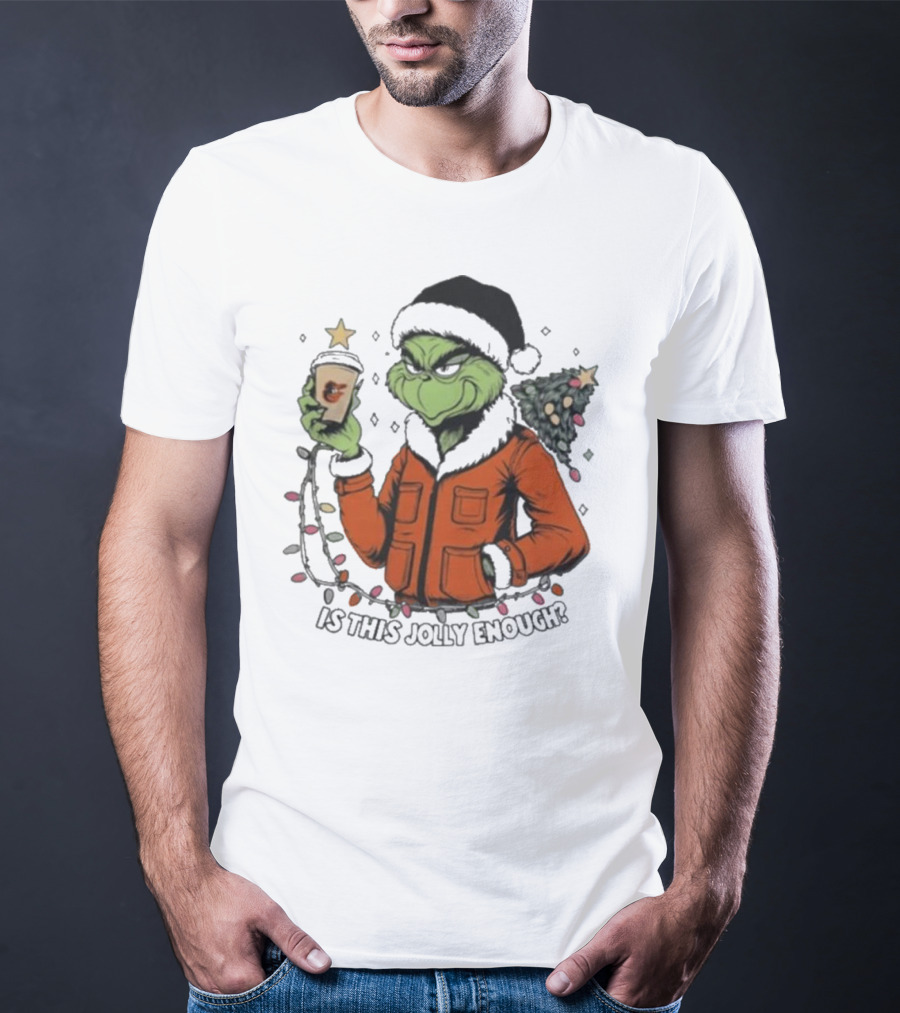 Baltimore Orioles Grinch Santa Is This Jolly Enough Merry Christmas T-Shirt