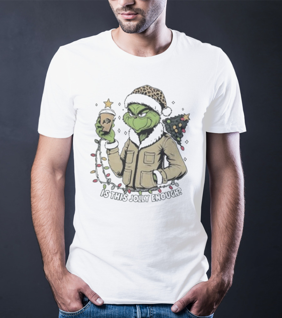 Is This Jolly Enough Colorado Buffaloes Santa Grinch Merry Christmas T-Shirt