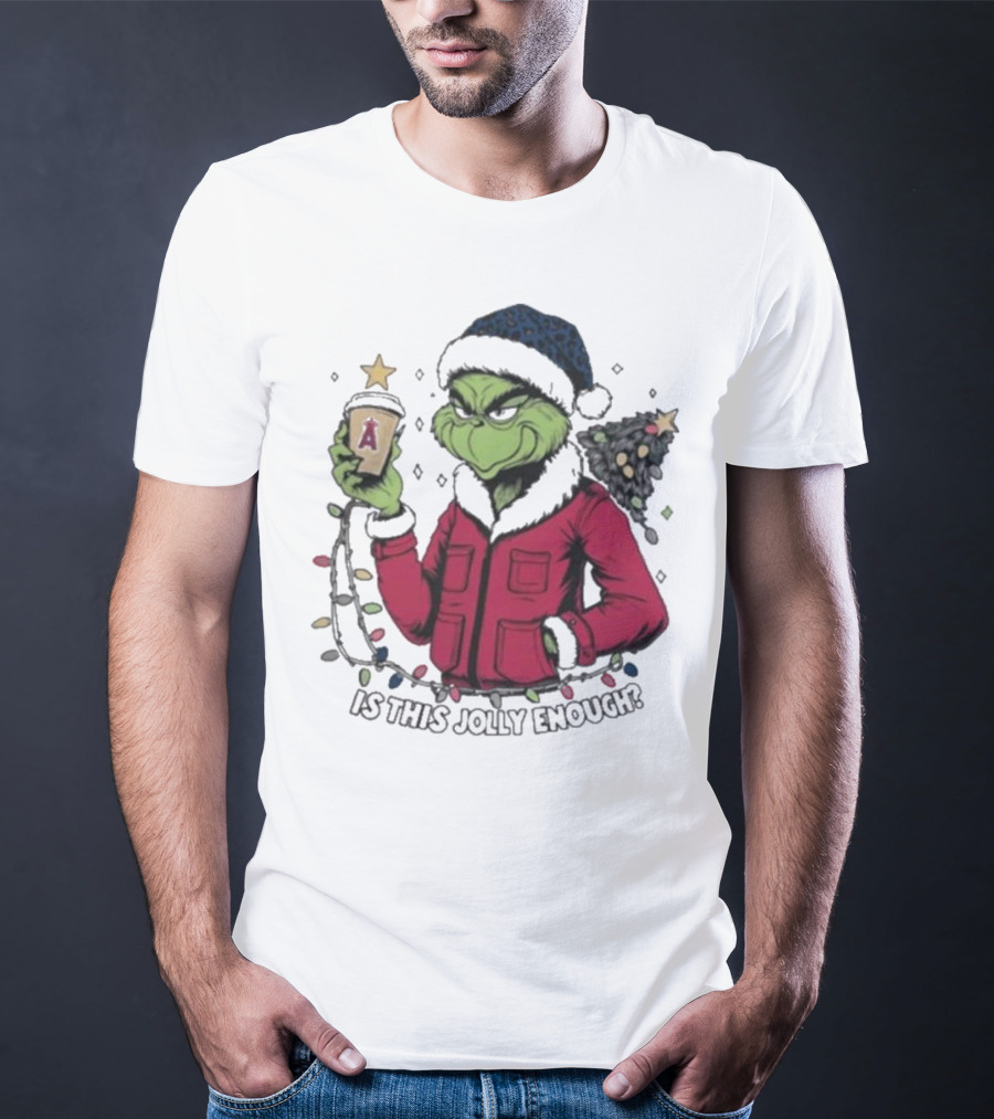 Merry Christmas Los Angeles Angels Santa Grinch Is This Jolly Enough T-Shirt