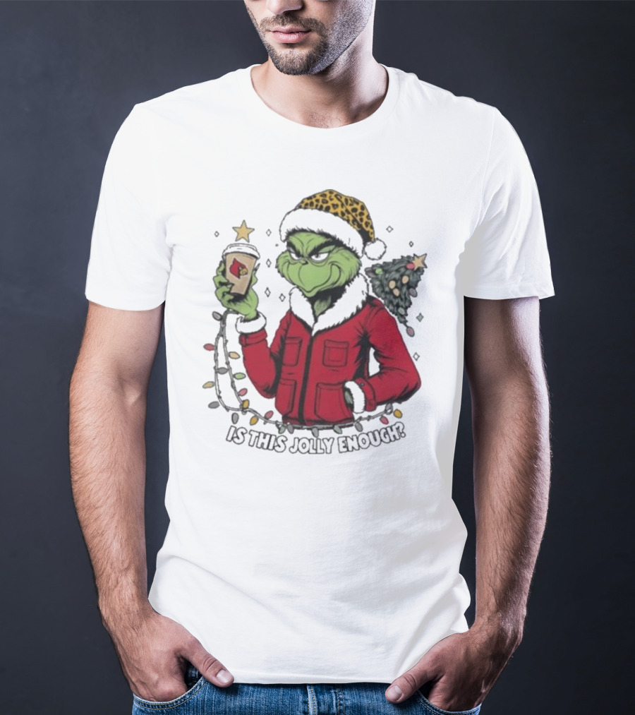 Louisville Cardinals Grinch Santa Is This Jolly Enough Merry Christmas T-Shirt