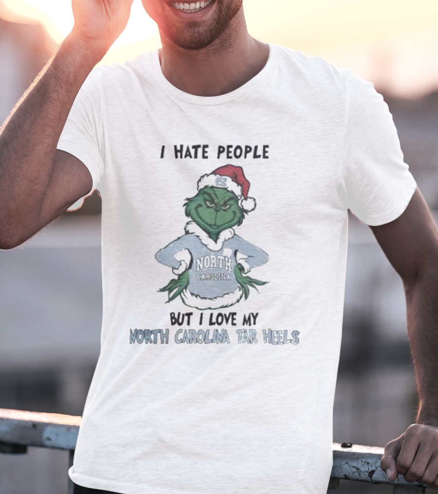 I Hate People Grinch Loves North Carolina Tar Heels Merry Christmas T-Shirt