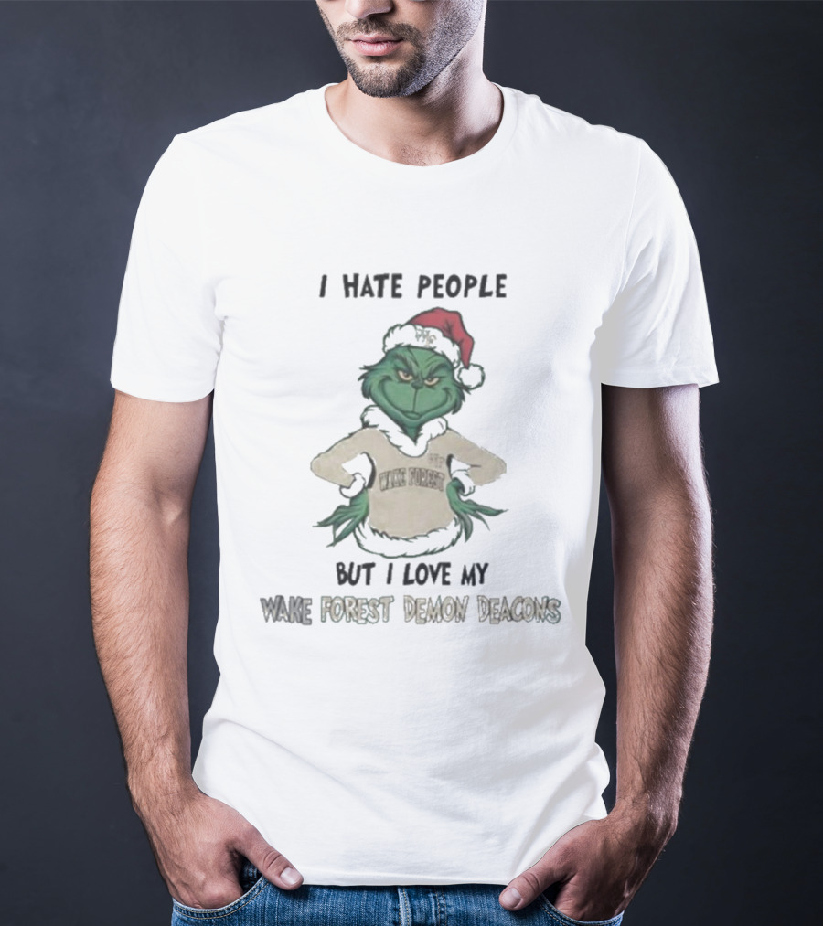 I Hate People But I Love My Wake Forest Demon Deacons Grinch Christmas T-Shirt