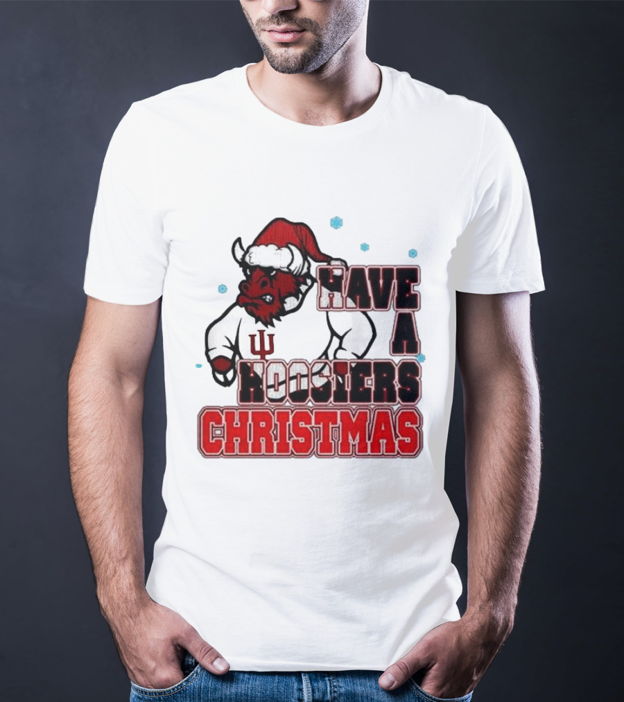 Have A Hoosiers Christmas Indiana Hoosiers Santa Mascot T-Shirt