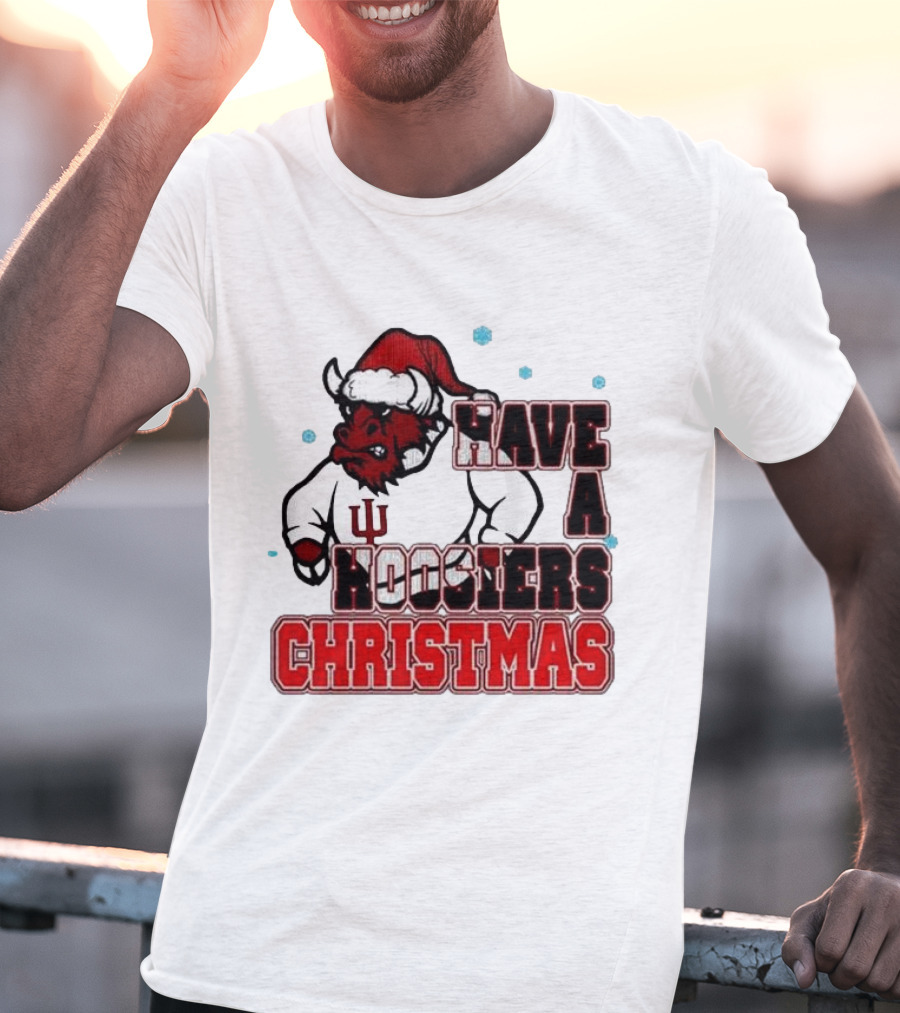 Have A Hoosiers Christmas Indiana Hoosiers Santa Mascot T-Shirt