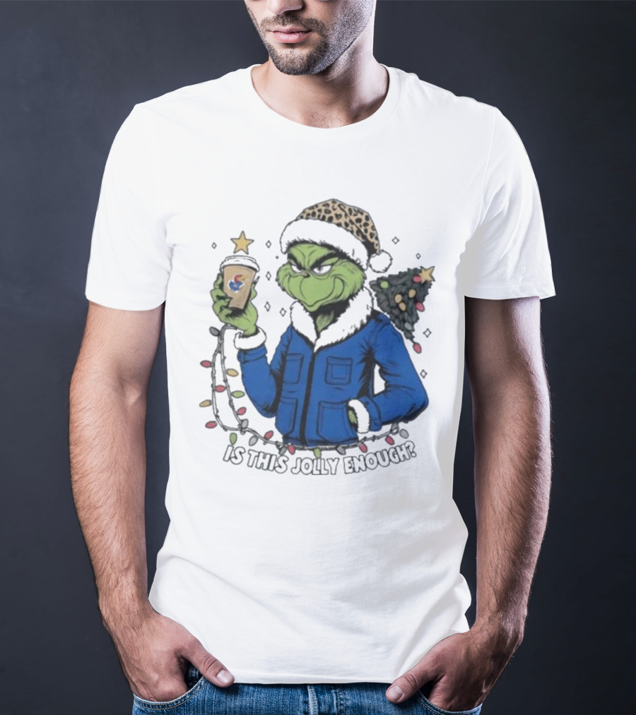 Kansas Jayhawks Grinch Is This Jolly Enough Merry Christmas T-Shirt
