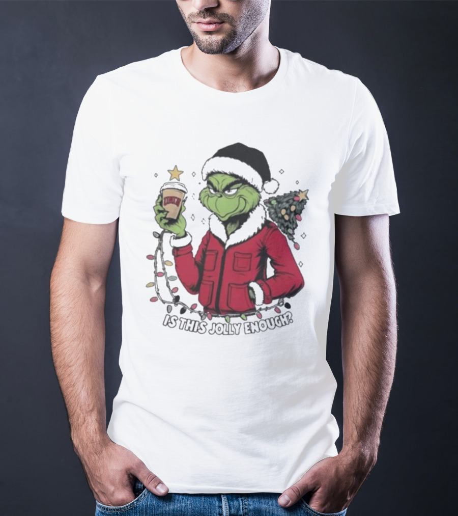 UNLV Rebels Grinch Is This Jolly Enough Merry Christmas Coffee Lights Tree T-Shirt