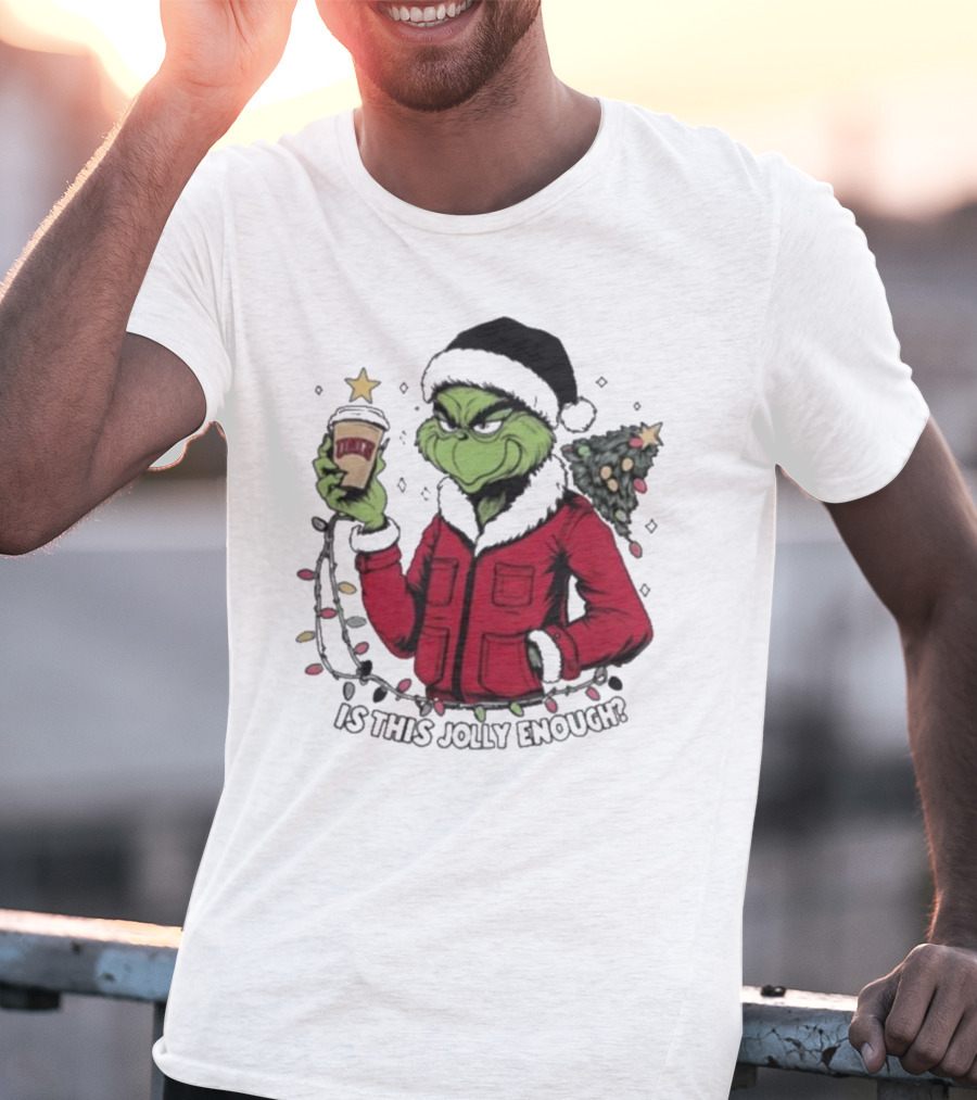 UNLV Rebels Grinch Is This Jolly Enough Merry Christmas Coffee Lights Tree T-Shirt
