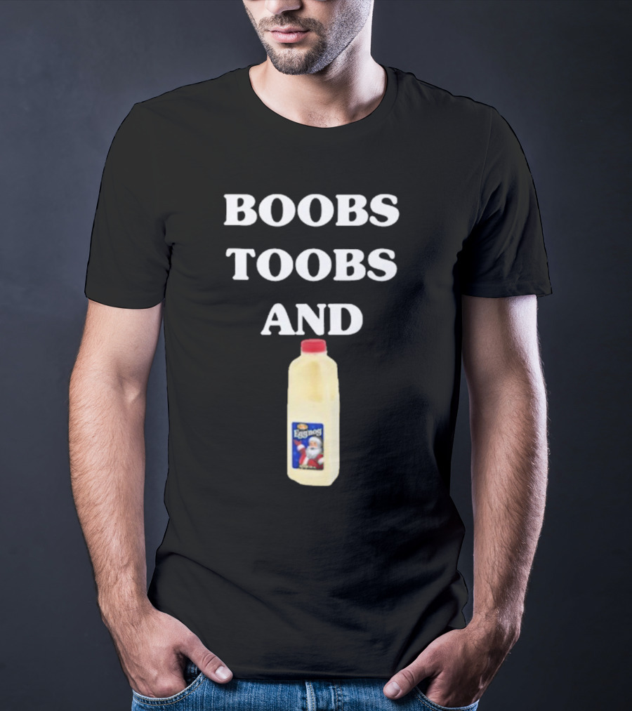 Boobs Toobs And Eggnog Santa Christmas T-Shirt