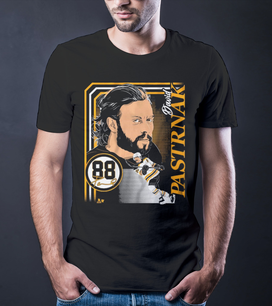 David Pastrnak 88 Hockey Illustration Collage T-Shirt