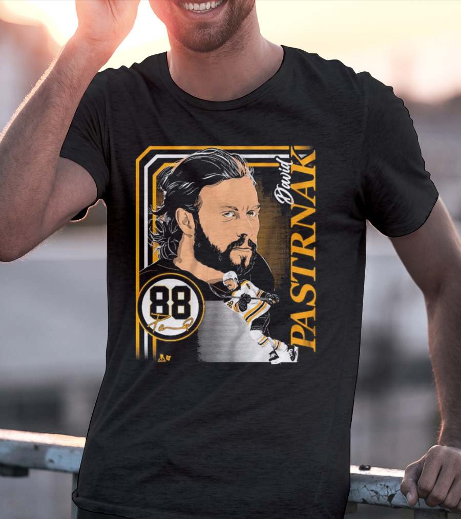 David Pastrnak 88 Hockey Illustration Collage T-Shirt