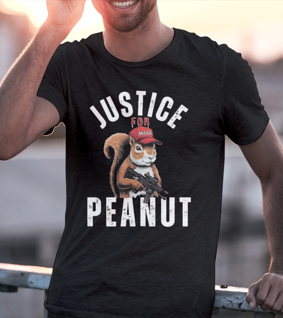 Justice For Peanut Maga Squirrel With Hat And Rifle T-Shirt