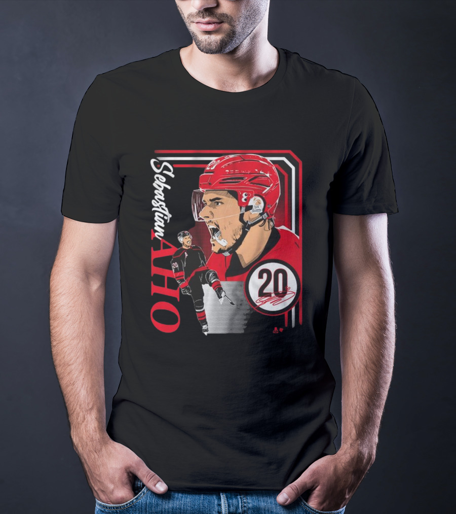 Sebastian Aho Number 20 Hockey Collage Frame T-Shirt