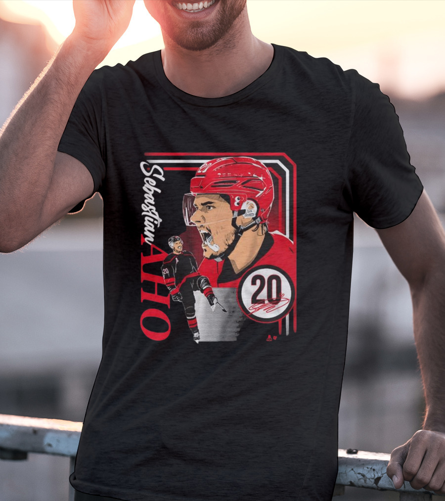 Sebastian Aho Number 20 Hockey Collage Frame T-Shirt