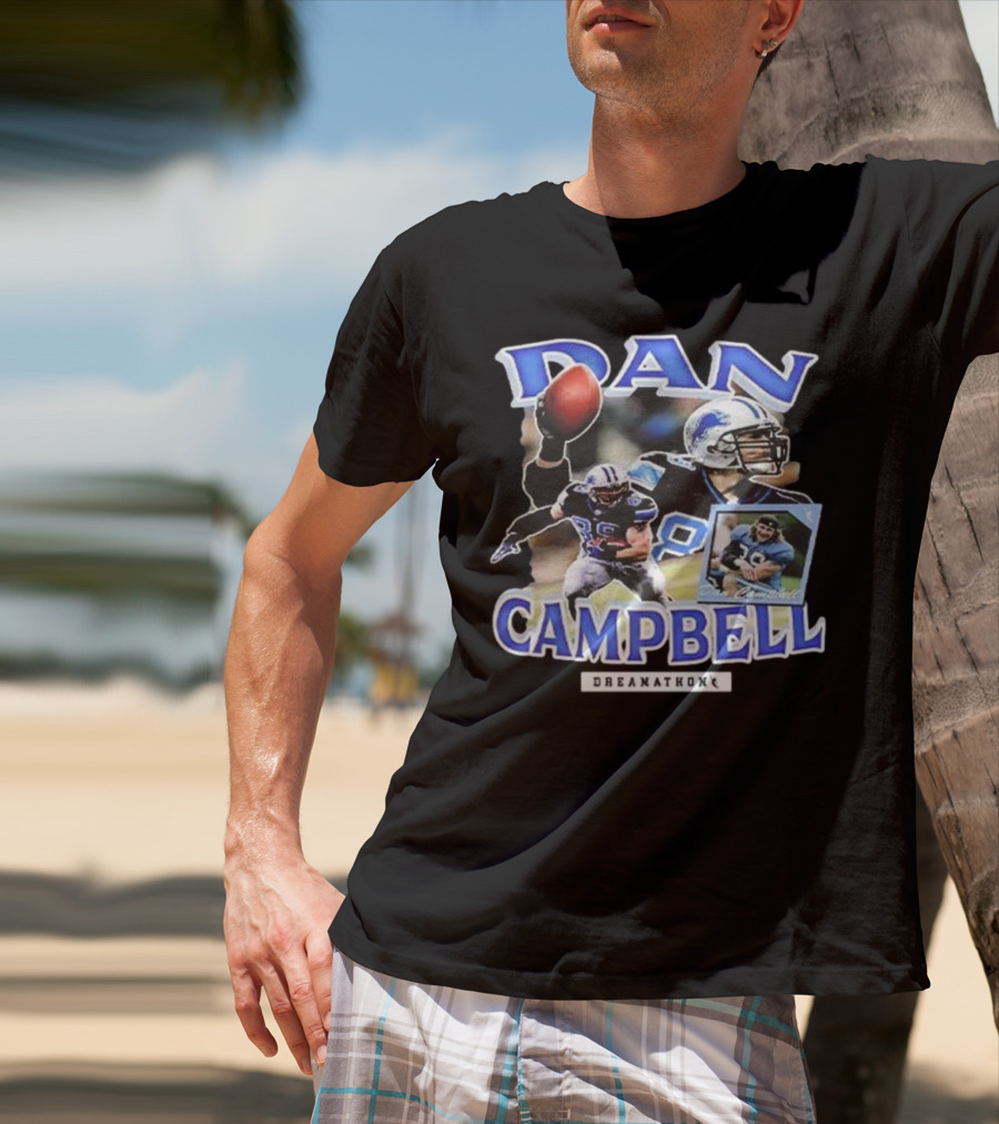 Dan Campbell Dreamathon Football Player Action Collage T-Shirt