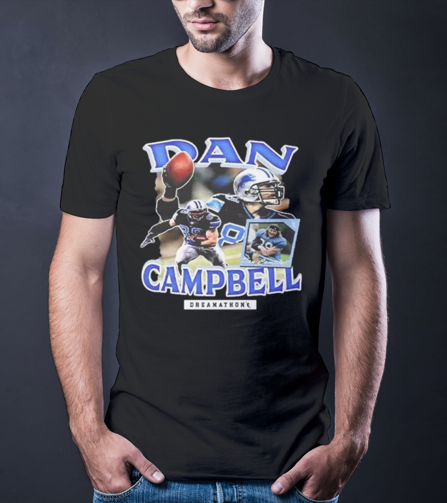 Dan Campbell Dreamathon Football Player Action Collage T-Shirt
