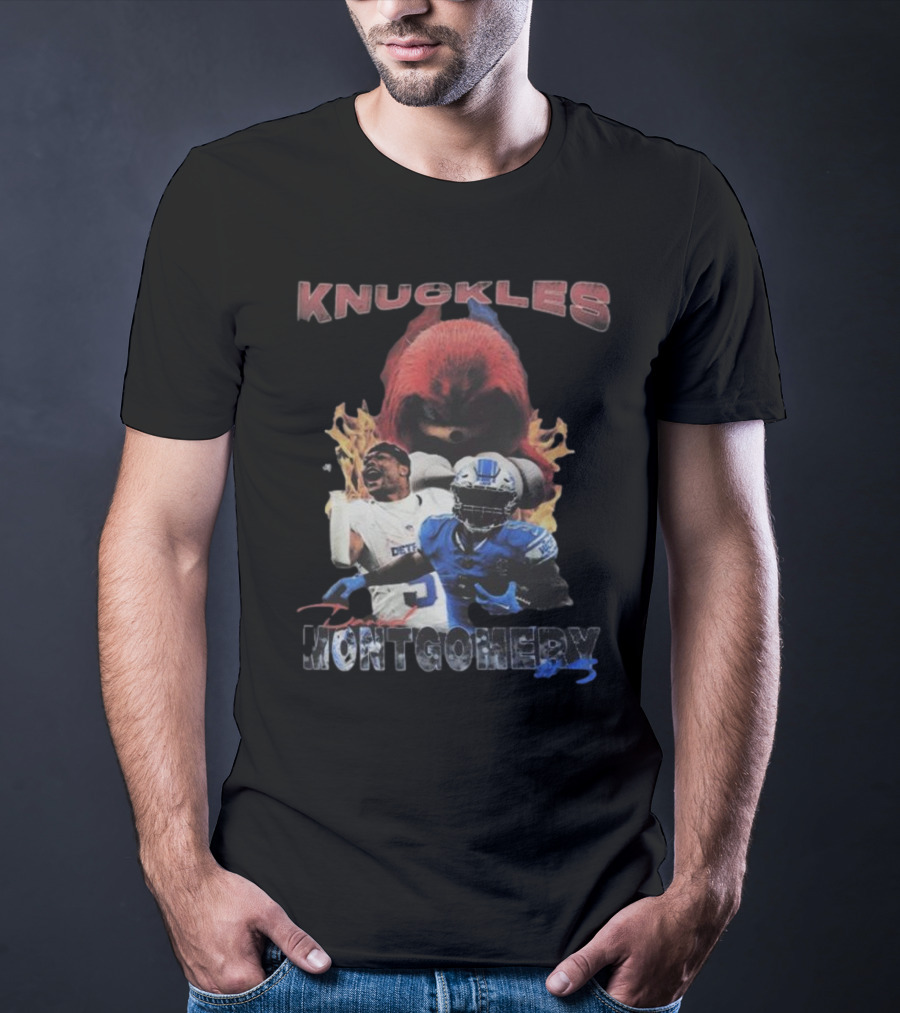 Knuckles Montgomery Detroit Lions 5 Football T-Shirt
