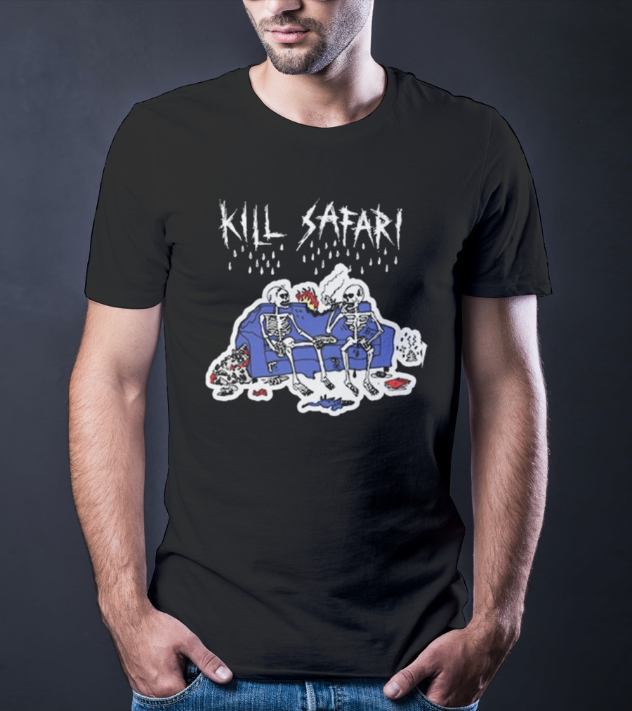 Kill Safari Skeletons Smoking On Couch T-Shirt